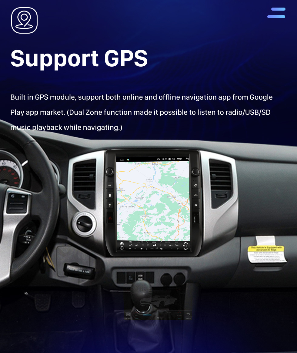 Seicane 12,1 Zoll Android 10.0 HD Touchscreen GPS-Navigationsradio für 2005 2006 2007 2008-2015 TOYOTA Tacoma mit Bluetooth Carplay-Unterstützung TPMS AHD-Kamera