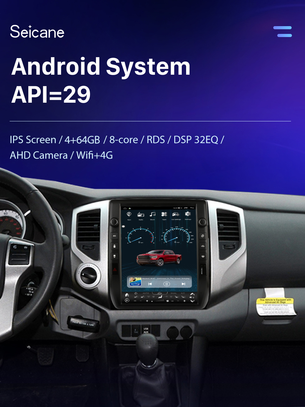 Seicane Radio de navegación GPS con pantalla táctil Android 10.0 HD de 12.1 pulgadas para TOYOTA Tacoma 2005 2006 2007 2008-2015 con soporte Bluetooth Carplay Cámara TPMS AHD