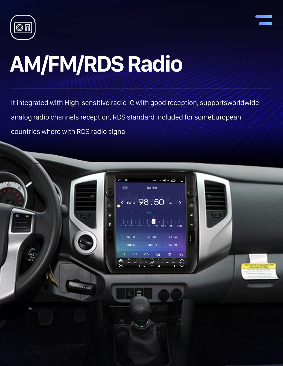 Seicane Radio de navegación GPS con pantalla táctil Android 10.0 HD de 12.1 pulgadas para TOYOTA Tacoma 2005 2006 2007 2008-2015 con soporte Bluetooth Carplay Cámara TPMS AHD