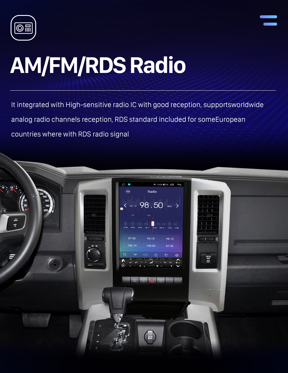 Seicane 12,1-дюймовый Android 10.0 HD с сенсорным экраном и GPS-навигацией для Dodge Ram 2009, 2010, 2011, 2012 годов с поддержкой Bluetooth Carplay, TPMS, AHD-камера