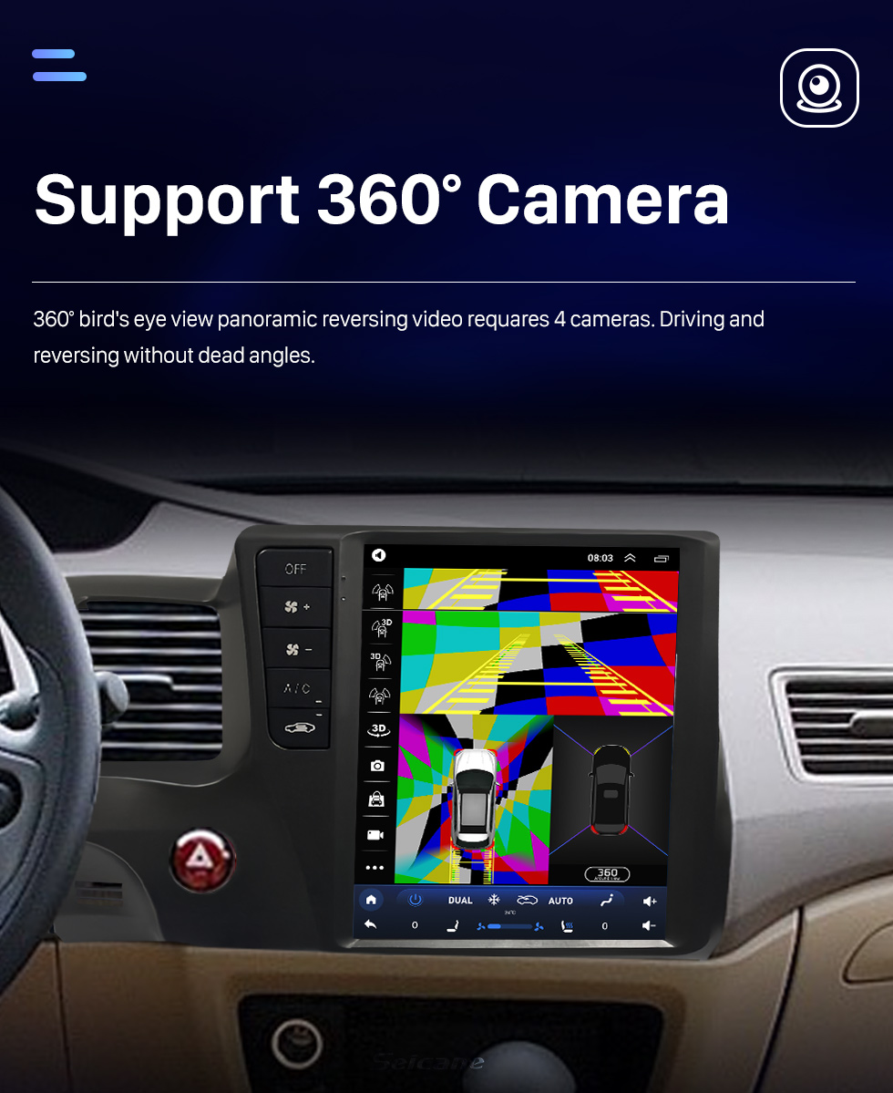 Seicane Carplay OEM 9,7 polegadas Android 10.0 para 2004 2005 2006-2009 HONDA CIVIC Rádio Android Auto Sistema de navegação GPS com tela sensível ao toque HD Suporte Bluetooth OBD2 DVR Seicane Carplay OEM 9,7 polegadas Android 10.0 para 2004 2005 2006-2009 HONDA CIVIC Rádio Android Auto Sistema de navegação GPS com tela sensível ao toque HD Suporte Bluetooth OBD2 DVR