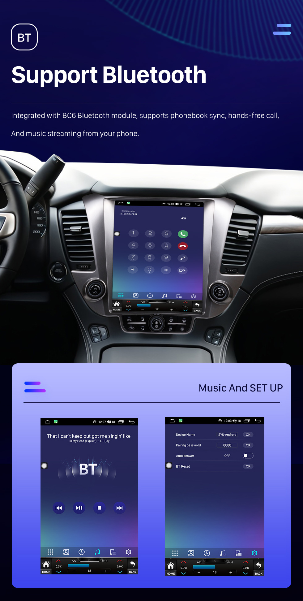 Seicane Radio de navigation GPS à écran tactile HD Android 10.0 de 12,1 pouces pour 2015 2016 2017 2018 2019 2020 Chevrolet Tahoe Suburban GMC Yukon avec prise en charge Bluetooth Carplay Caméra TPMS AHD