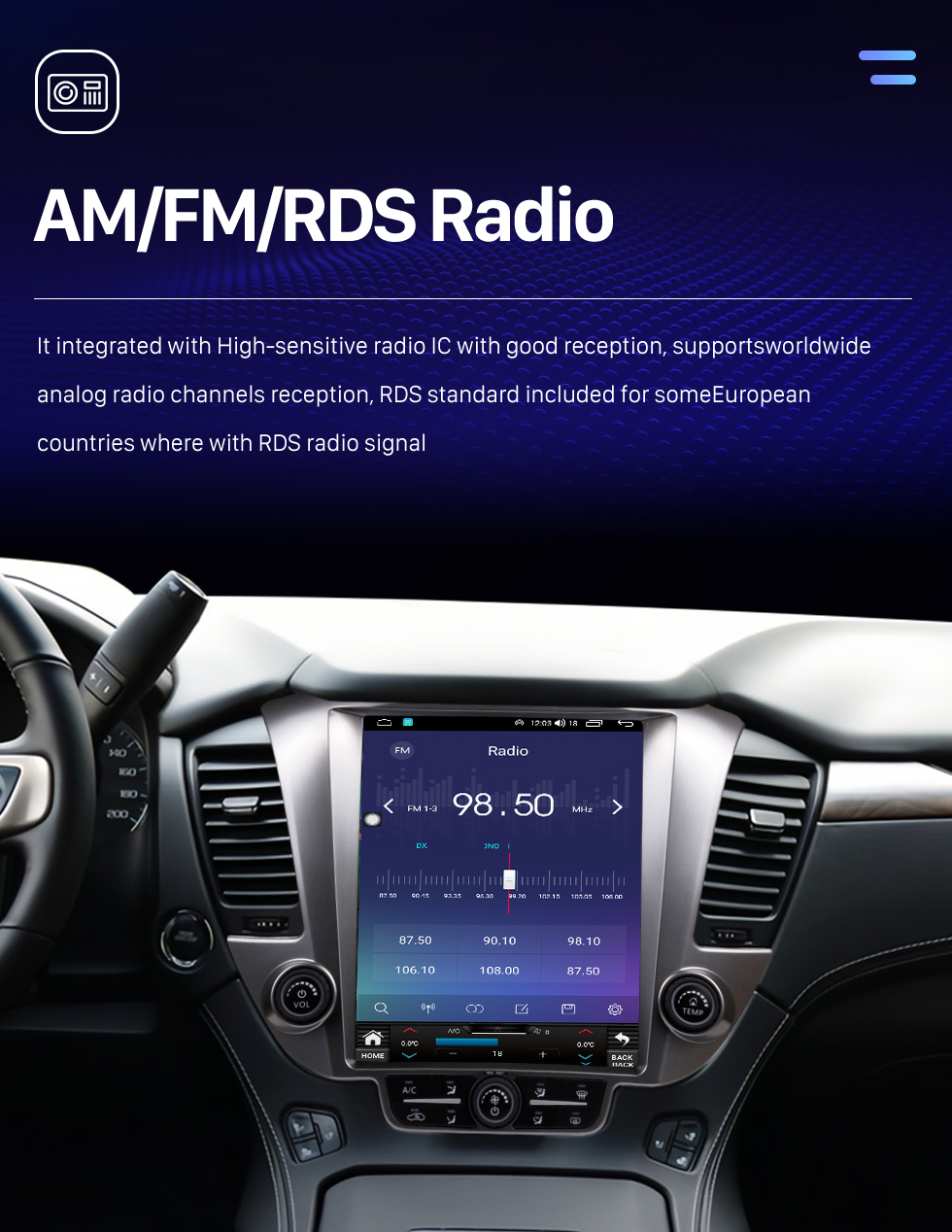 Seicane Radio de navegación GPS con pantalla táctil Android 10.0 HD de 12.1 pulgadas para 2015 2016 2017 2018 2019 2020 Chevrolet Tahoe Suburban GMC Yukon con soporte Bluetooth Carplay Cámara TPMS AHD