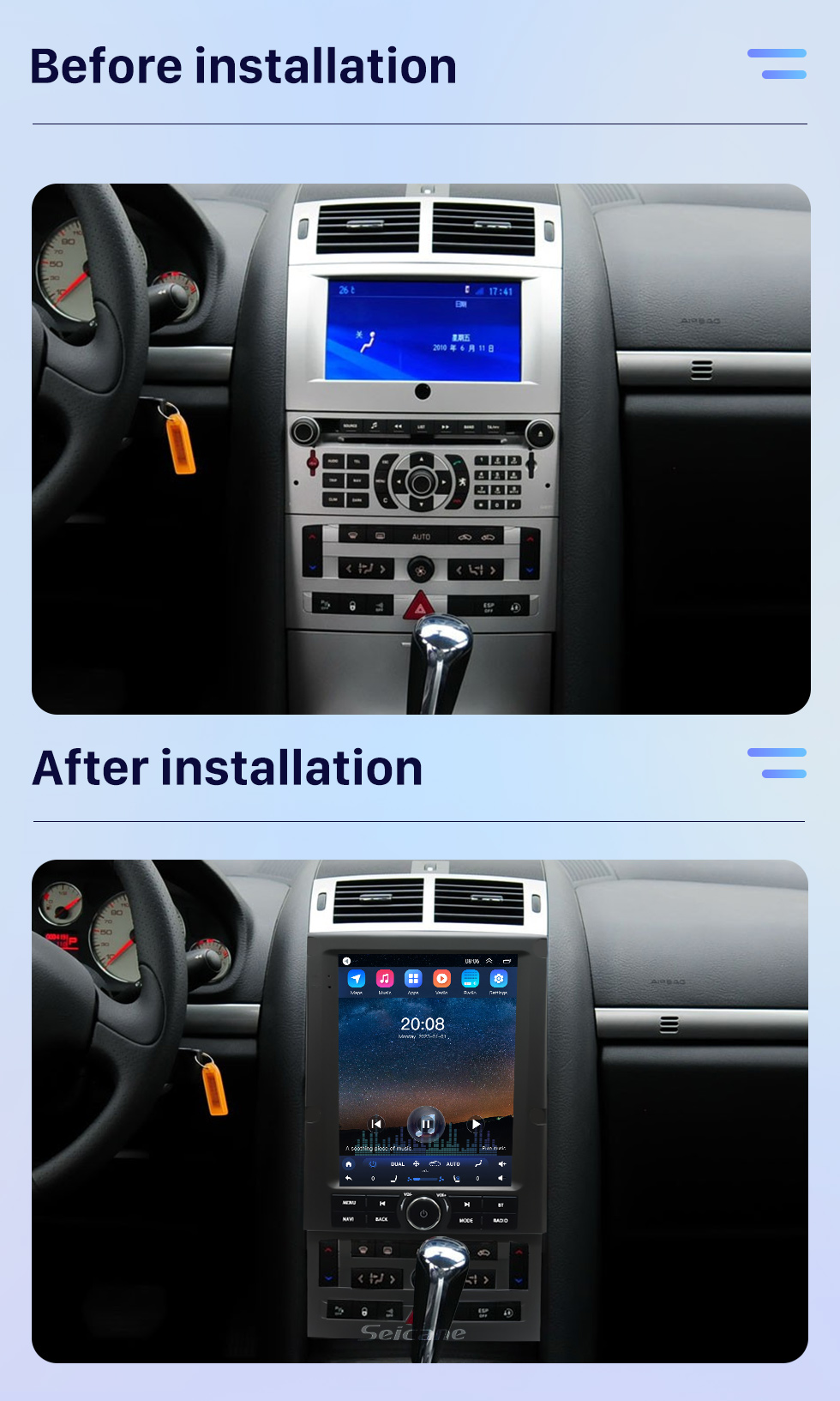 Seicane OEM 9,7 Zoll Android 10.0 Radio für 2004 2005 2006-2010 PEUGEOT 207 Bluetooth WIFI HD Touchscreen GPS Navigation unterstützt Carplay Rückfahrkamera DAB+ OBD2 Seicane OEM 9,7 Zoll Android 10.0 Radio für 2004 2005 2006-2010 PEUGEOT 207 Bluetooth WIFI HD Touchscreen GPS Navigation unterstützt Carplay Rückfahrkamera DAB+ OBD2