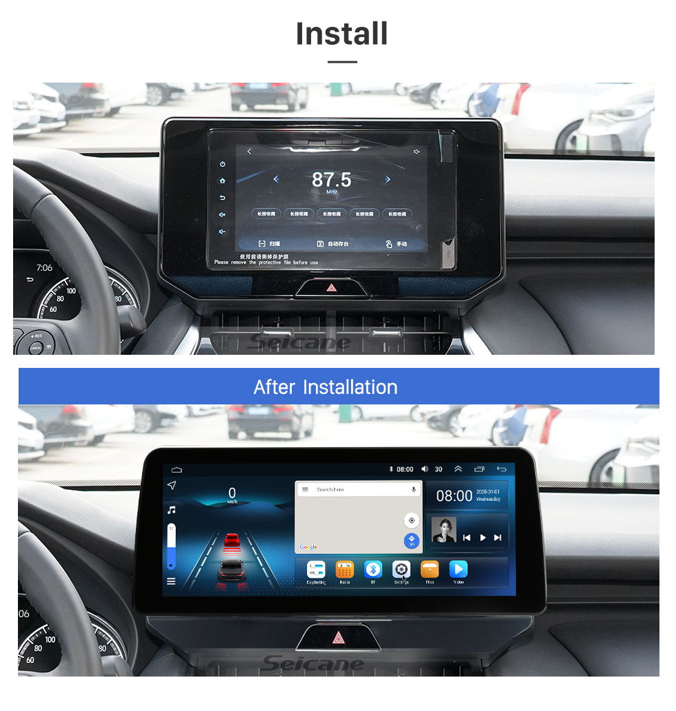 Seicane Android 12.0 Carplay 12,3 pouces écran complet pour 2022 TOYOTA Harrier Venza Radio de navigation GPS avec Bluetooth