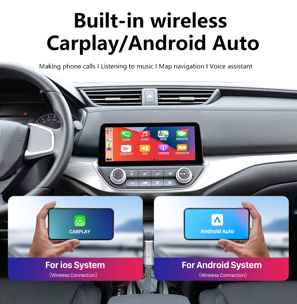 Seicane Android 12.0 Carplay 12,3 pouces Écran complet pour 2019 2020 2021 2022 Ford Focus Radio de navigation GPS avec Bluetooth