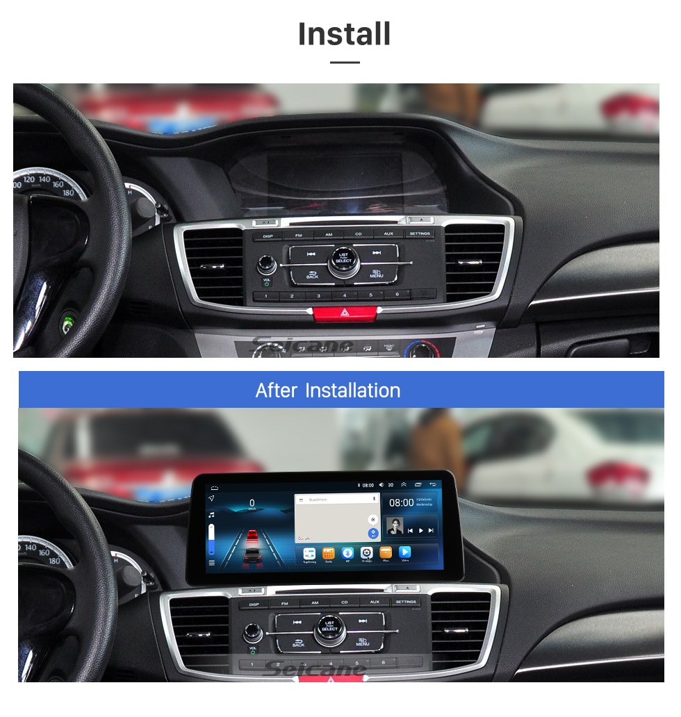 Seicane 12,3 pouces Android 12.0 pour 2008 2009-2013 Honda Accord 8 2011 2012 Système de navigation GPS stéréo Honda Crosstour avec prise en charge de l&amp;#39;écran tactile Bluetooth Caméra de recul