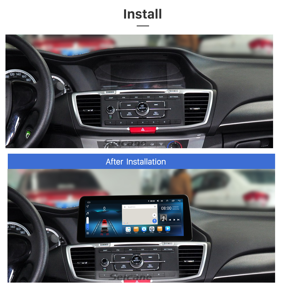 Seicane 12.3 inch Android 12.0 for 2014 2015-2017 Honda Accord 9 Stereo GPS navigation system with Bluetooth TouchScreen support Rearview Camera