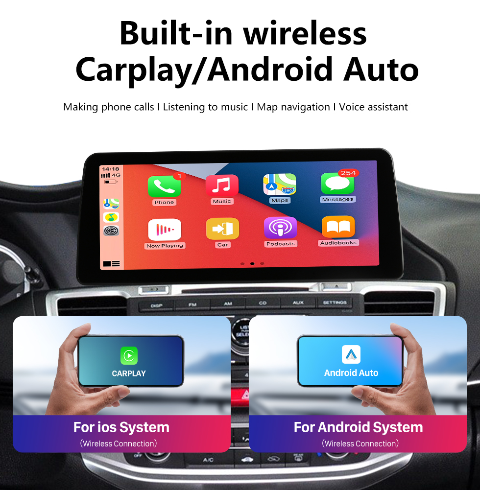 Seicane Android 12.0 de 12,3 polegadas para 2008 2009-2013 Honda Accord 8 2011 2012 Honda Crosstour Sistema de navegação GPS estéreo com suporte para tela sensível ao toque Bluetooth Câmera retrovisora