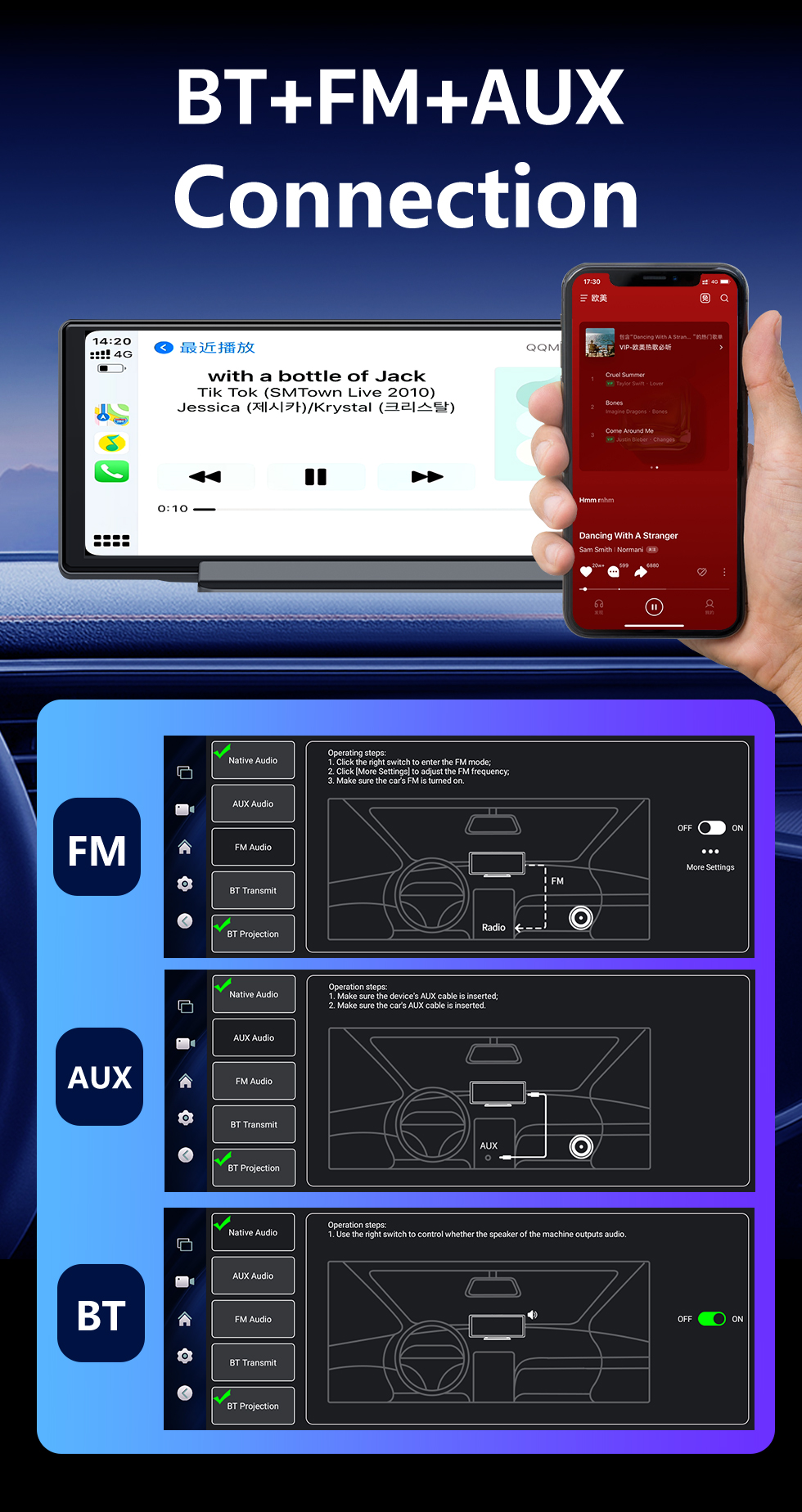 Seicane 10,26 Zoll Android 12.0 Carplay Smart Screen GPS-Navigationssystem mit Bluetooth-TouchScreen-Unterstützung Rückfahrkamera