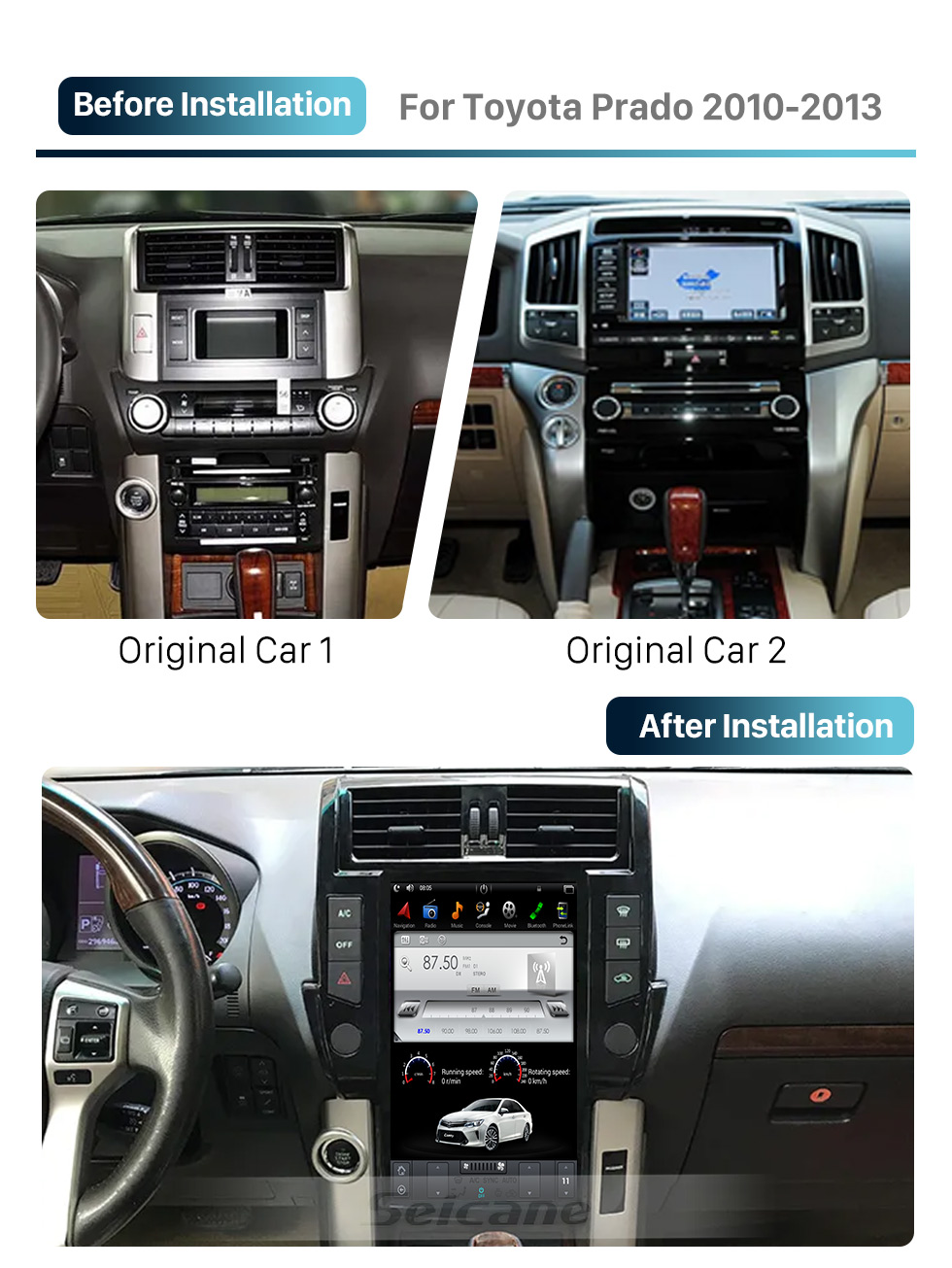 Seicane 16 inch Android 9.0 for 2010-2013 Toyota Prado GPS Navigation Radio with Bluetooth HD Touchscreen WIFI support TPMS DVR Carplay Rearview camera DAB+ Seicane 16 inch Android 9.0 for 2010-2013 Toyota Prado GPS Navigation Radio with Bluetooth HD Touchscreen WIFI support TPMS DVR Carplay Rearview camera DAB+