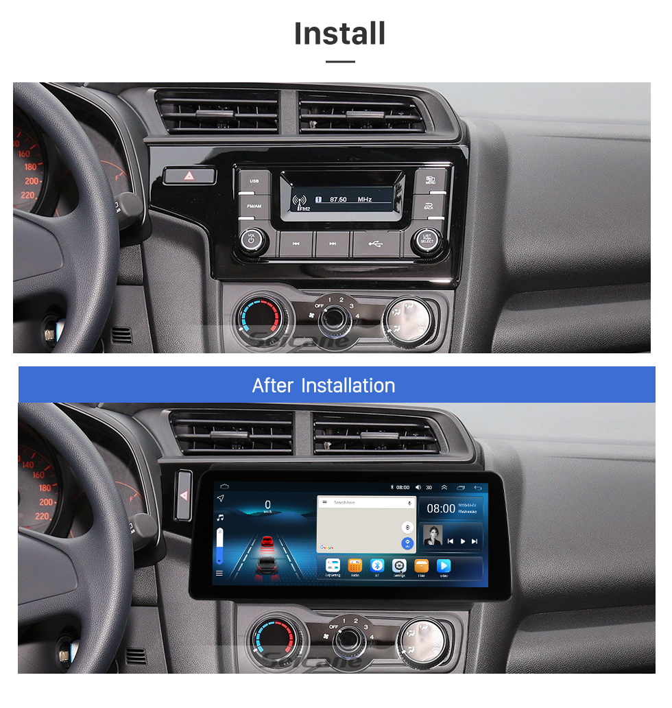 Seicane For 2014 2015 2016-2020 Honda FIT 12.3 inch Android 12.0 HD Touchscreen Auto Stereo WIFI Bluetooth GPS Navigation system Radio support SWC DVR OBD Carplay RDS