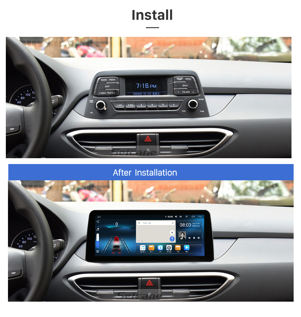 Seicane Android 12.0 Carplay 12.3 inch Full Fit Screen for 2017 2018 2019-2022 HYUNDAI ELANTRA GPS Navigation Radio with bluetooth