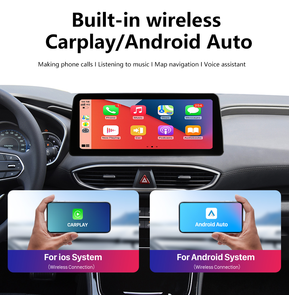 Seicane Android 12.0 Carplay 12.3 inch Full Fit Screen for 2019 2020 HYUNDAI SantaFe GPS Navigation Radio with bluetooth