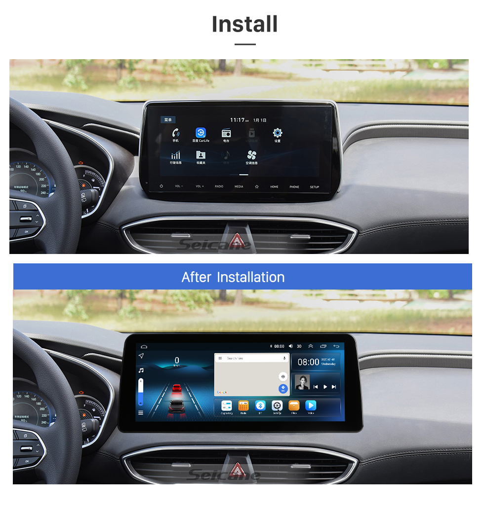 Seicane Android 12.0 Carplay tela de ajuste completo de 12,3 polegadas para 2019 2020 HYUNDAI SantaFe GPS rádio de navegação com bluetooth Seicane Android 12.0 Carplay tela de ajuste completo de 12,3 polegadas para 2019 2020 HYUNDAI SantaFe GPS rádio de navegação com bluetooth