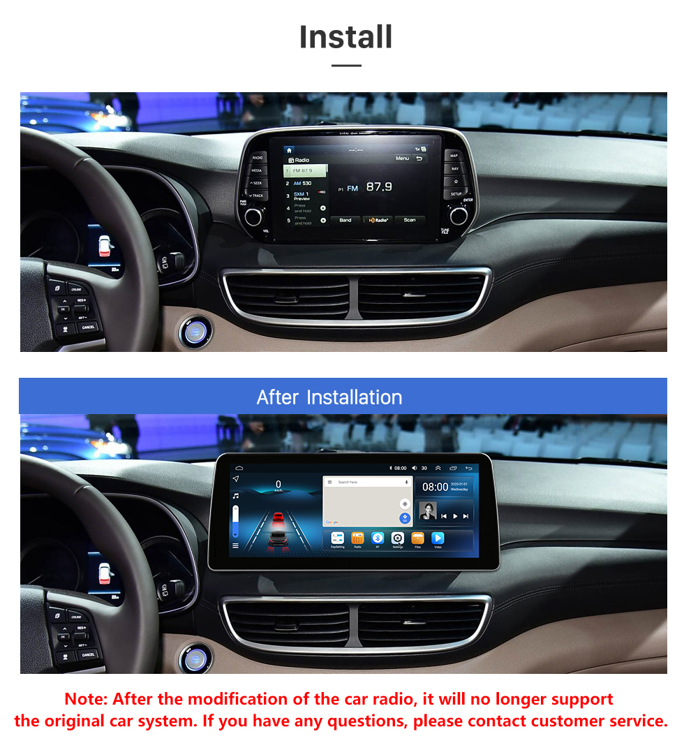 Seicane Android 12.0 HD Pantalla táctil de 12.3 pulgadas para 2019 2020 HYUNDAI Tucson Radio Sistema de navegación GPS con soporte Bluetooth Carplay Seicane Android 12.0 HD Pantalla táctil de 12.3 pulgadas para 2019 2020 HYUNDAI Tucson Radio Sistema de navegación GPS con soporte Bluetooth Carplay