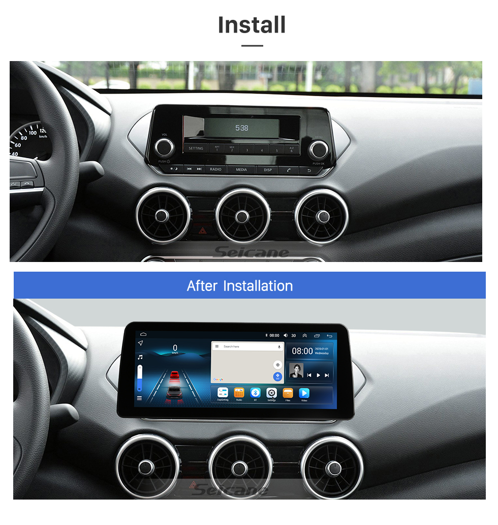 Seicane 12,3 Zoll Andriod 12.0 HD Touchscreen für 2020 2021 2022 Nissan Sylphy GPS-Navigationssystem mit Bluetooth-Unterstützung Carplay