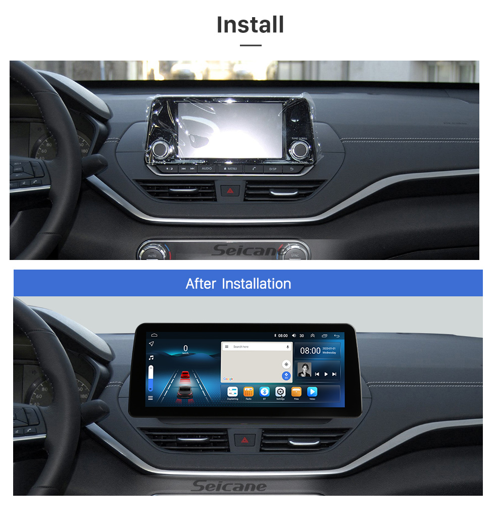 Seicane Écran tactile HD stéréo Android 12.0 Carplay 12,3 pouces pour 2017 2018 2019-2022 Geely Jiaji Maple Leaf V80 Radio de remplacement avec navigation GPS Bluetooth Prise en charge FM/AM Caméra de recul WIFI