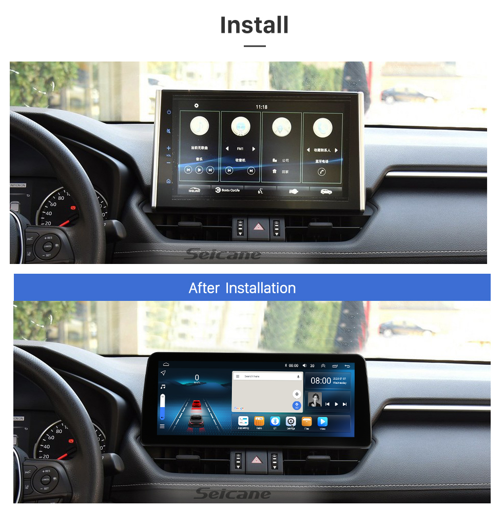 Seicane Android 12.0 Carplay 12,3 Zoll Full-Fit-Bildschirm für 2020 2021 2022 TOYOTA RAV4 Willander GPS-Navigationsradio mit Bluetooth