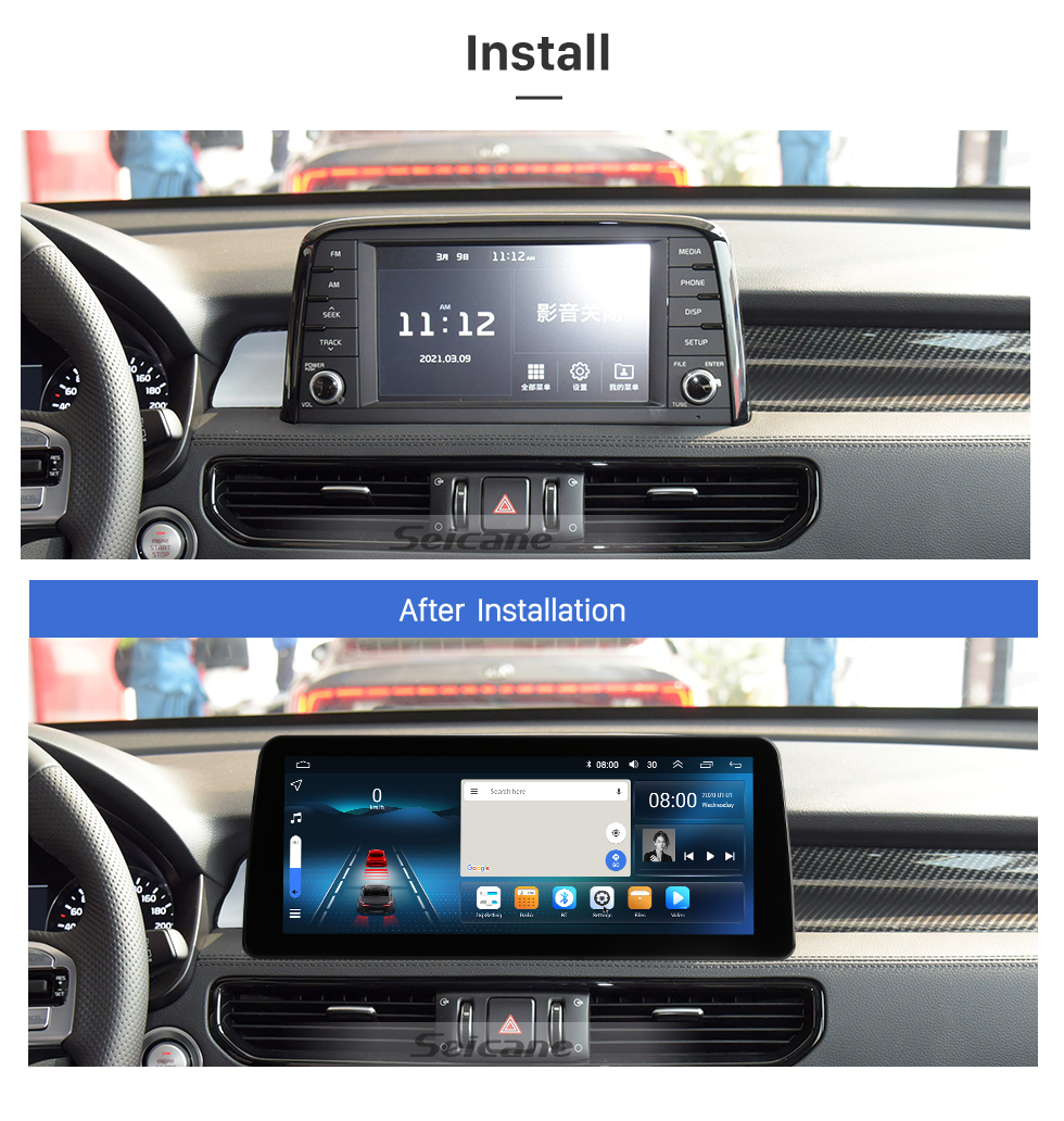 Seicane Écran tactile HD stéréo Android 12.0 Carplay 12,3 pouces pour 2017 2018-2020 KIA KX7 Radio de remplacement avec prise en charge de la navigation GPS Caméra de recul WIFI