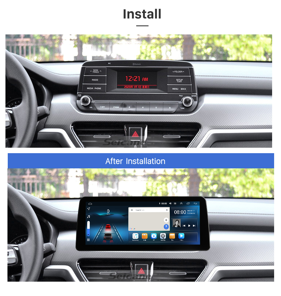 Seicane Android 12.0 HD Écran tactile 12,3 pouces pour 2019 2020 HYUNDAI Tucson Radio Système de navigation GPS avec prise en charge Bluetooth Carplay