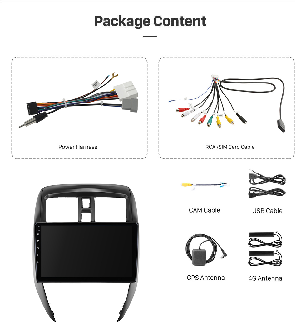 Seicane Pantalla táctil HD de 10.1 pulgadas Android 13.0 para 2015 2016 2017-2019 NISSAN VERSA SEDAN LHD Radio Sistema de navegación GPS Soporte Bluetooth Carplay Cámara de respaldo