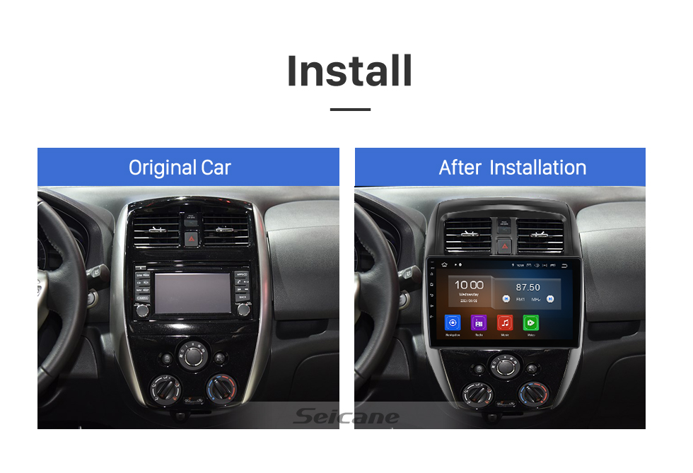 Seicane Pantalla táctil HD de 10.1 pulgadas Android 13.0 para 2015 2016 2017-2019 NISSAN VERSA SEDAN LHD Radio Sistema de navegación GPS Soporte Bluetooth Carplay Cámara de respaldo