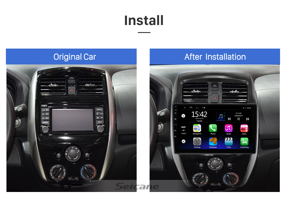 Seicane 10.1 pulgadas Android 13.0 para 2015 2016 2017 2018 2019 NISSAN VERSA SEDAN Sistema de navegación GPS estéreo con soporte de pantalla táctil Bluetooth Cámara de visión trasera