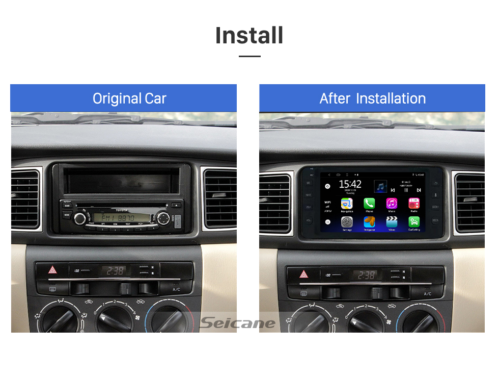 Seicane Pour TOYOTA COROLLAO Radio Android 13.0 HD écran tactile 7 pouces système de Navigation GPS avec prise en charge Bluetooth Carplay DVR