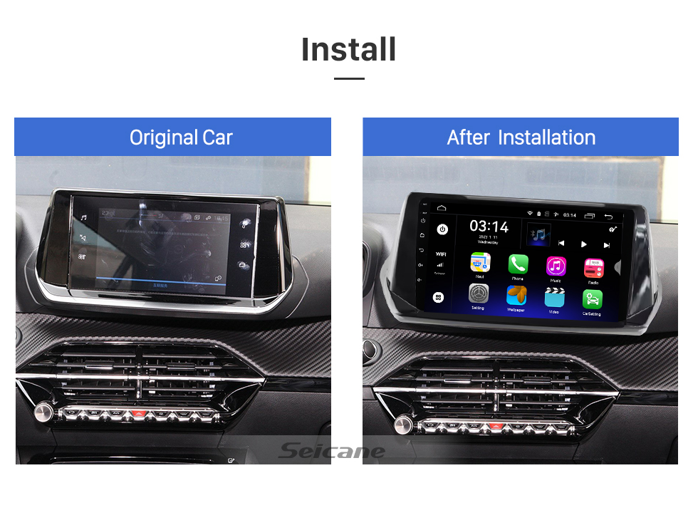 Seicane For 2020 PEUGEOT 2008 Radio Carplay Android 13.0 HD Touchscreen 9 inch GPS Navigation System with Bluetooth