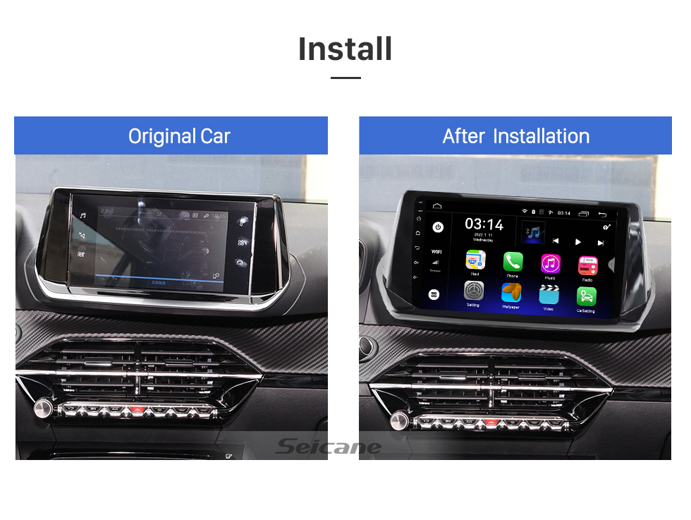 Seicane Für 2020 PEUGEOT 2008 Radio Carplay Android 13.0 HD Touchscreen 9 Zoll GPS-Navigationssystem mit Bluetooth