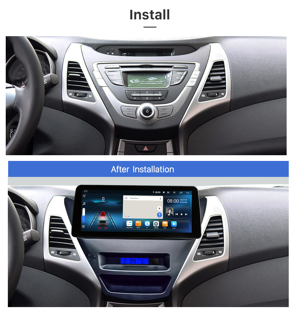 Seicane Android 12.0 Carplay 12.3 inch Full Fit Screen for 2012 2013 2014-2016 HYUNDAI Elantra GPS Navigation Radio with bluetooth