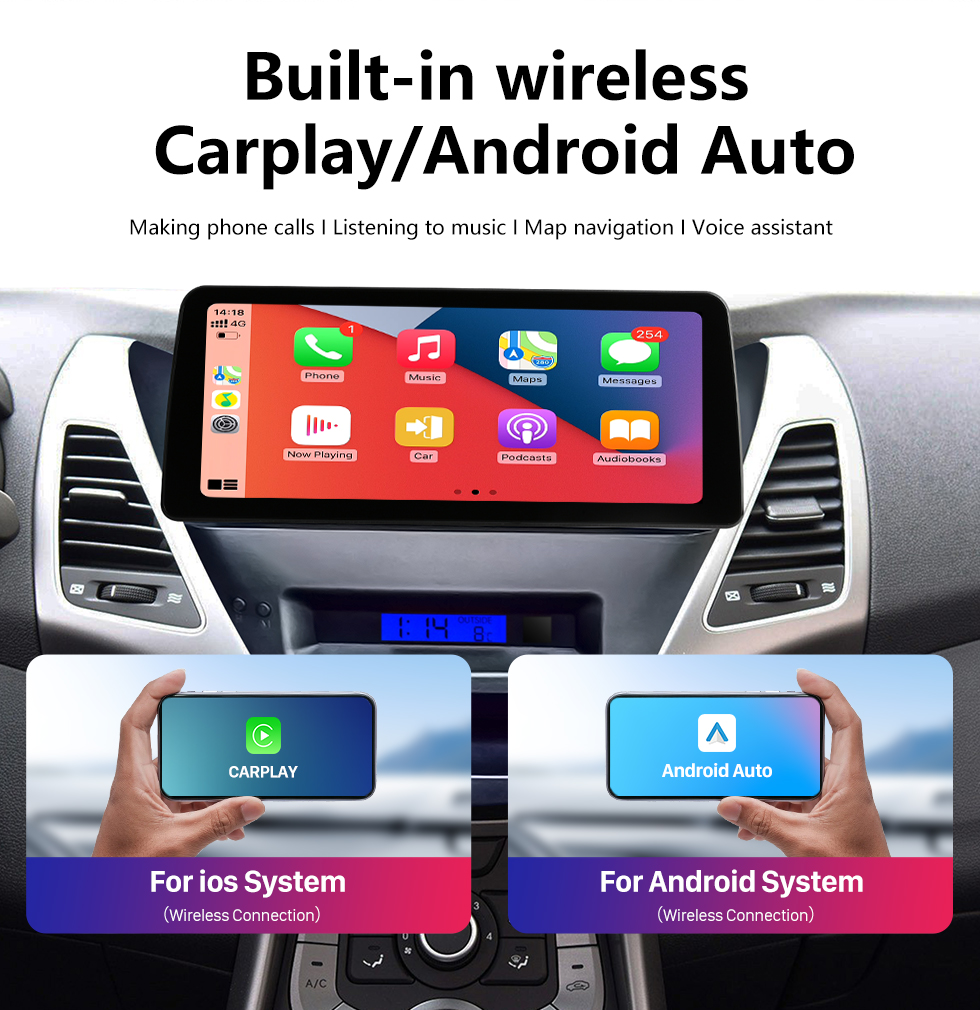 Seicane Android 12.0 Carplay 12.3 inch Full Fit Screen for 2012 2013 2014-2016 HYUNDAI Elantra GPS Navigation Radio with bluetooth