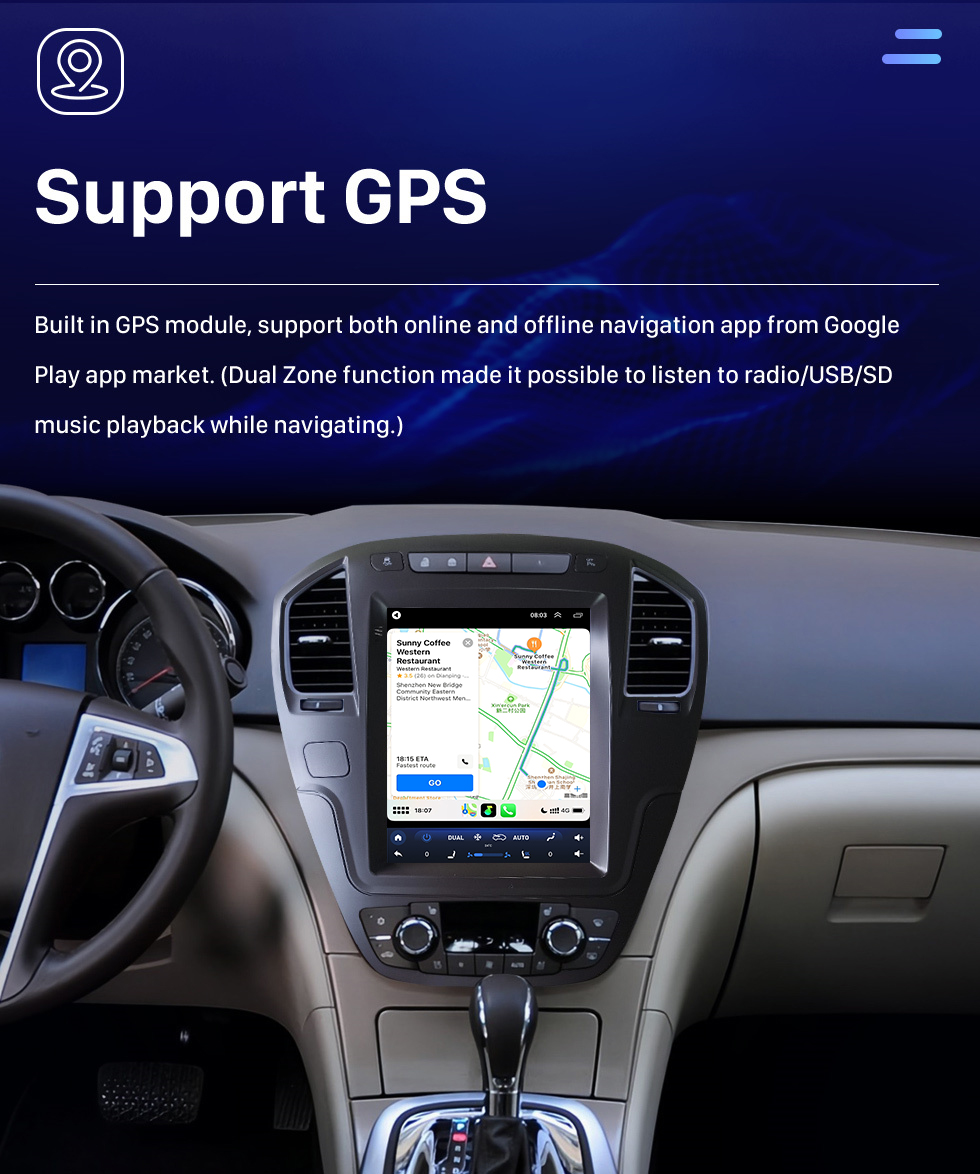 Seicane 9,7-дюймовый Android 10.0 GPS-навигатор для Buick Regal Opel Insignia 2009 2010 2011 2012 2013 с сенсорным экраном HD Bluetooth Поддержка Carplay DVR TPMS