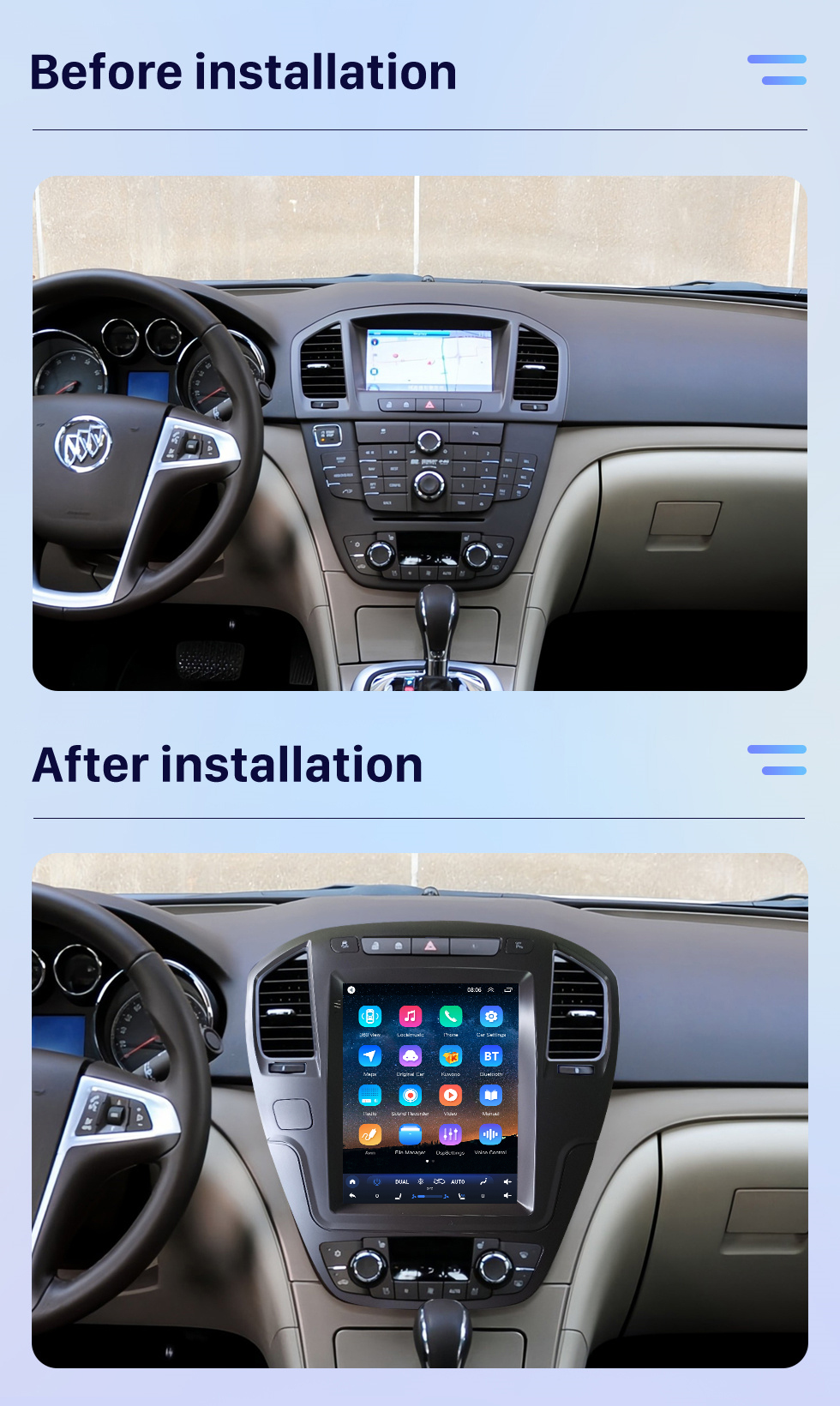 Seicane Rádio de navegação GPS Android 10.0 de 9,7 polegadas para Buick Regal Opel Insignia 2009 2010 2011 2012 2013 com HD Touchscreen Bluetooth Carplay suporte DVR TPMS
