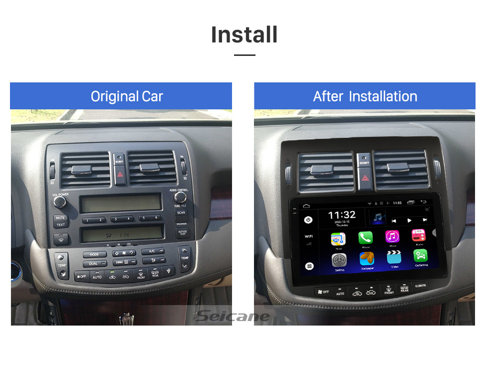 Seicane 10.1 inch Android 13.0 for 2010 2011-2013 TOYOTA Crown Stereo GPS navigation system with Bluetooth TouchScreen support Rearview Camera