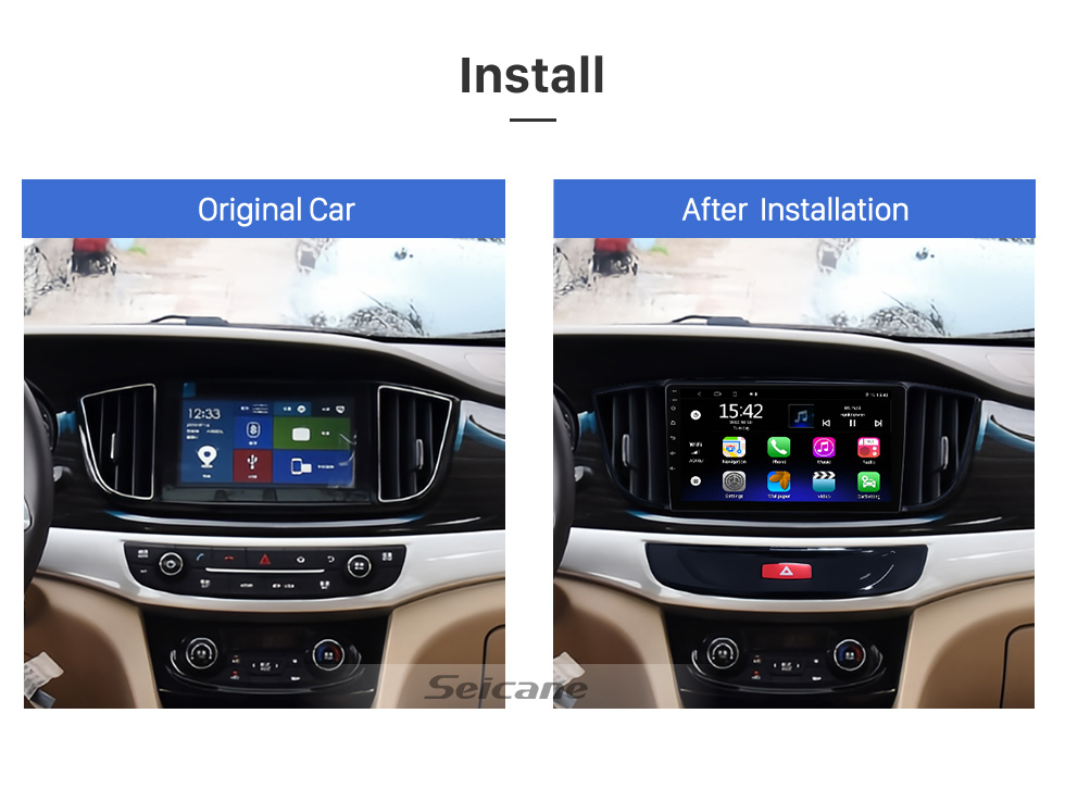 Seicane OEM 9 pouces Android 13.0 pour 2016 2017 2018 2019 FIAT TORO Radio Bluetooth HD Écran tactile Système de navigation GPS compatible Carplay DAB+