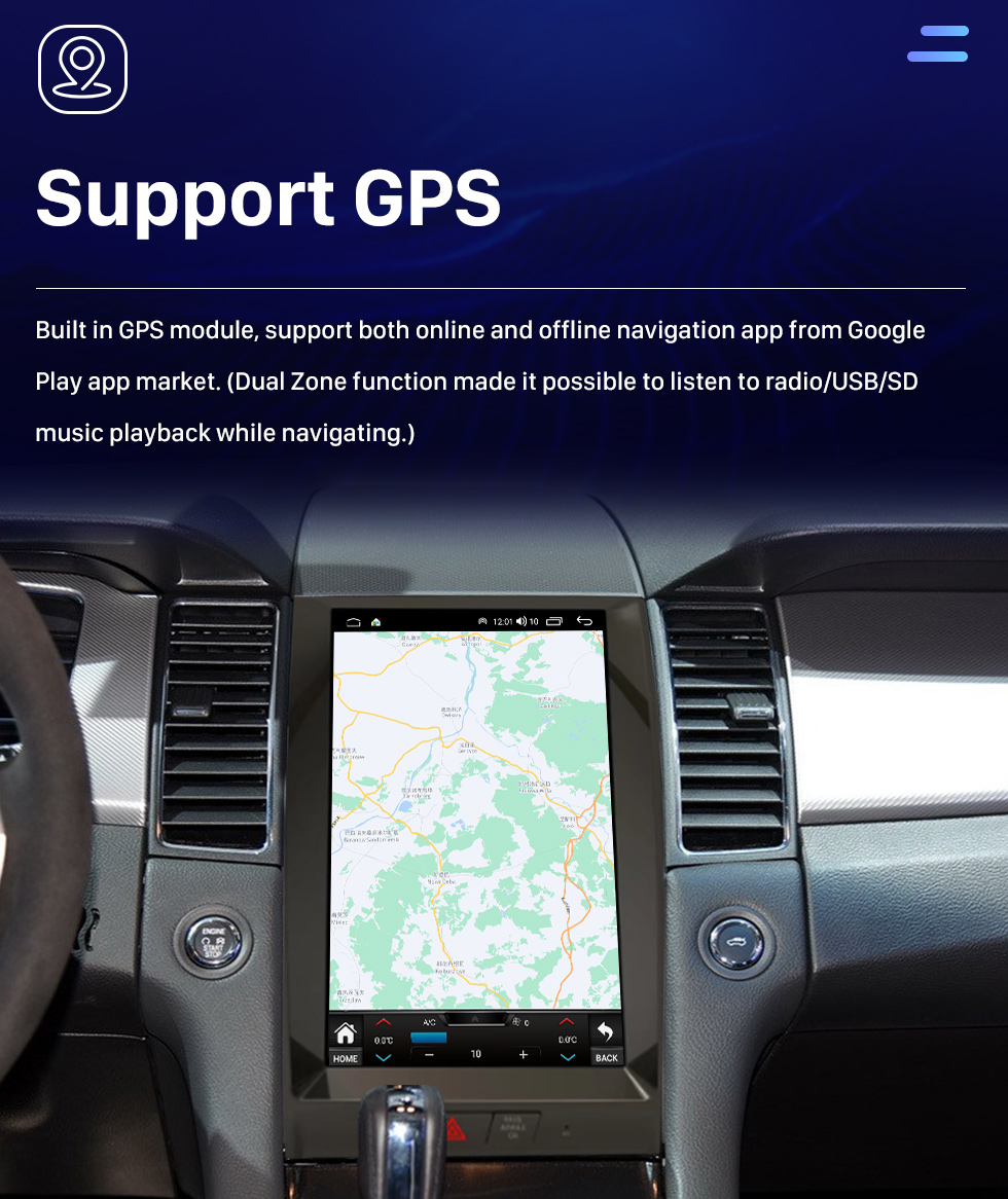 Seicane 13,3 Zoll Android 10.0 HD Touchscreen GPS-Navigationsradio für 2012 2013 2014-2016 TAURUS mit Bluetooth Carplay-Unterstützung TPMS AHD-Kamera