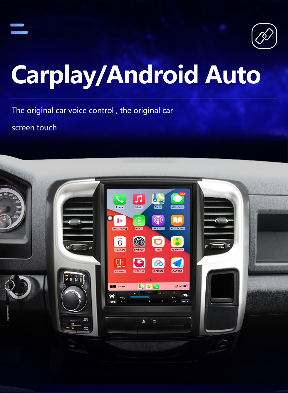 Seicane Radio de navigation GPS à écran tactile HD Android 10.0 de 12,1 pouces pour 2013 2014 2015-2018 Dodge Ram avec prise en charge Bluetooth Carplay Caméra TPMS AHD