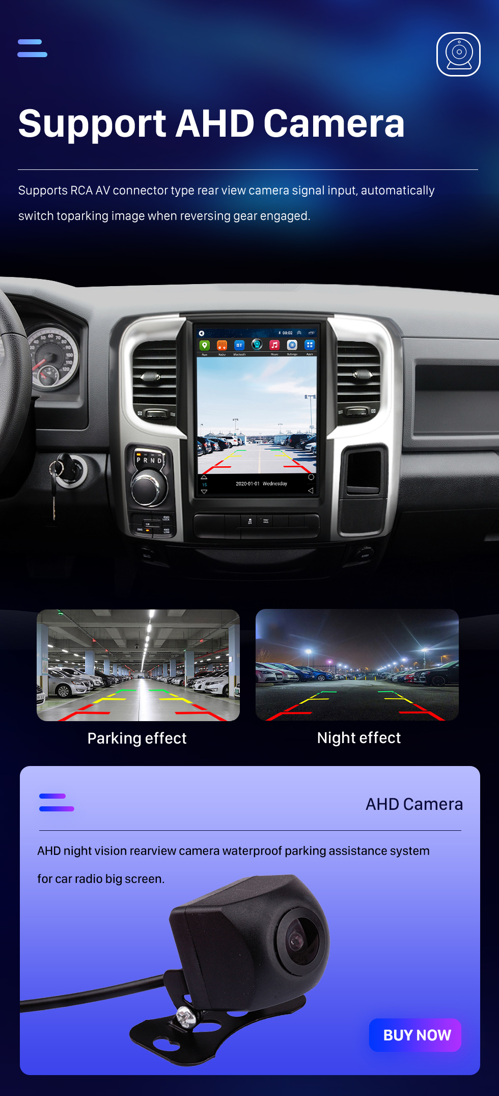 Seicane Radio de navigation GPS à écran tactile HD Android 10.0 de 12,1 pouces pour 2013 2014 2015-2018 Dodge Ram avec prise en charge Bluetooth Carplay Caméra TPMS AHD