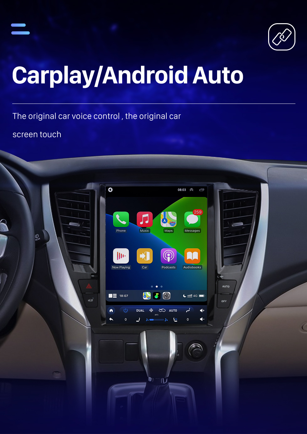 Seicane Carplay OEM 12,1-дюймовый Android 10.0 для 2018 2019 2020 годов TOYOTA Fortuner Radio Android Автоматическая система GPS-навигации с сенсорным экраном HD Поддержка Bluetooth OBD2 DVR