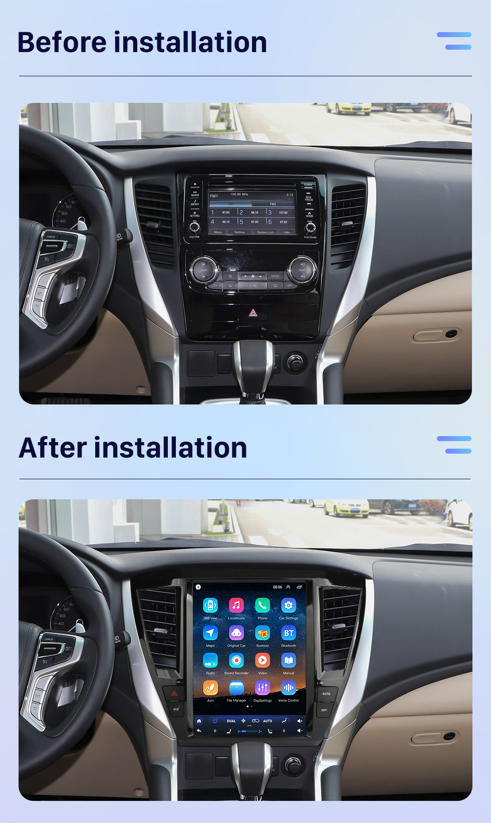 Seicane Carplay OEM 12.1 pulgadas Android 10.0 para 2018 2019 2020 TOYOTA Fortuner Radio Sistema de navegación GPS automático Android con pantalla táctil HD Soporte Bluetooth OBD2 DVR