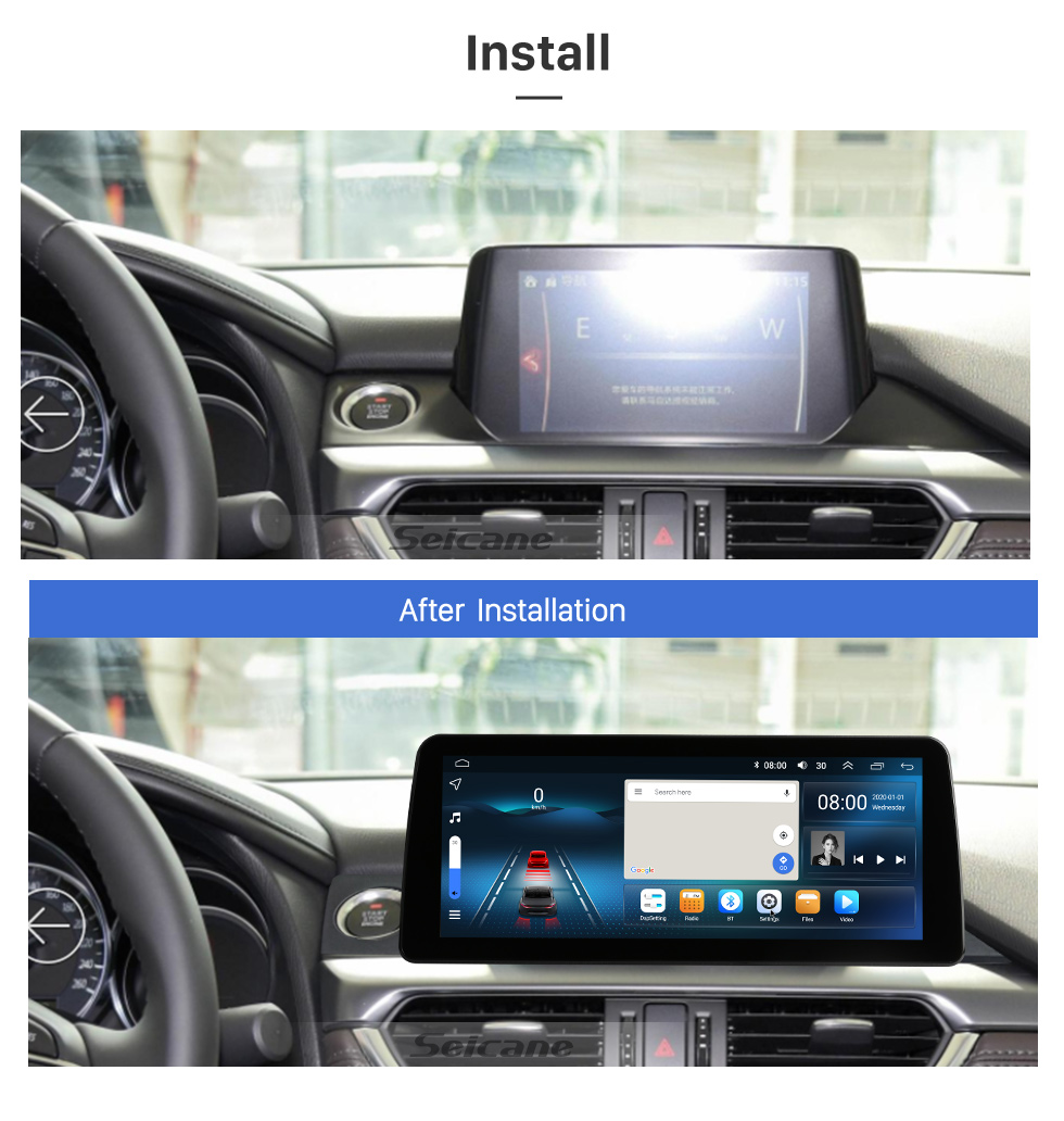 Seicane 12,3-дюймовый Android 12.0 для Mazda 6 Atz 2017 2018 2019 года Стерео GPS-навигационная система с поддержкой Bluetooth TouchScreen Камера заднего вида