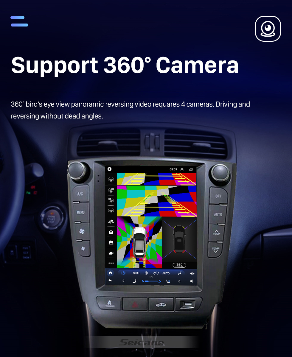Seicane Android 10.0 9,7 pouces pour 2006 2007 2008-2012 Lexus IS250 IS300 IS200 IS220 IS350 Radio avec système de navigation GPS à écran tactile HD Prise en charge Bluetooth Carplay TPMS