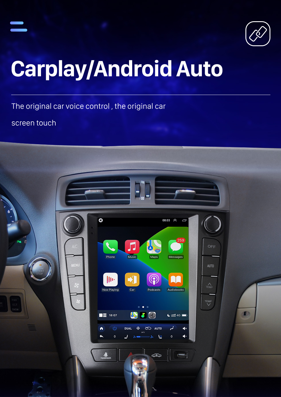 Seicane Android 10.0 9,7 pouces pour 2006 2007 2008-2012 Lexus IS250 IS300 IS200 IS220 IS350 Radio avec système de navigation GPS à écran tactile HD Prise en charge Bluetooth Carplay TPMS