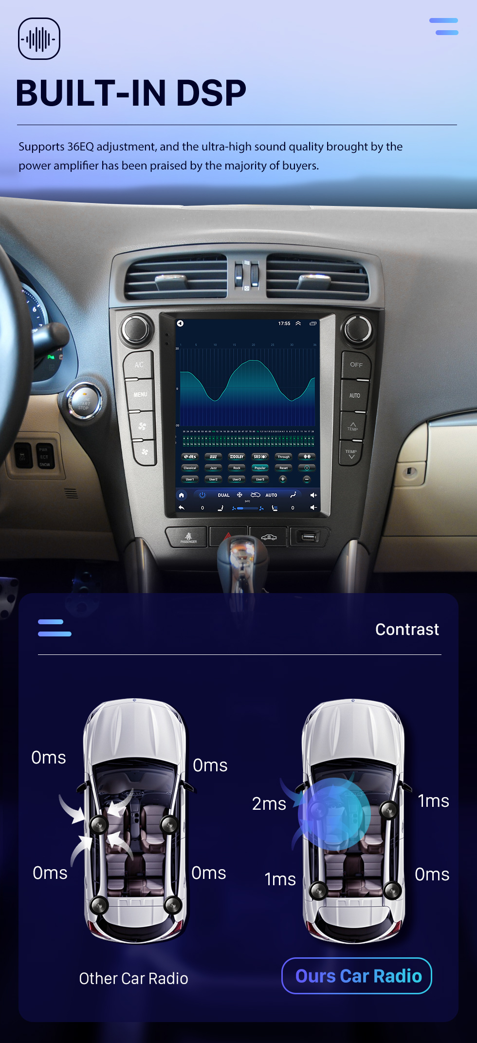 Seicane Android 10.0 9,7 pouces pour 2006 2007 2008-2012 Lexus IS250 IS300 IS200 IS220 IS350 Radio avec système de navigation GPS à écran tactile HD Prise en charge Bluetooth Carplay TPMS