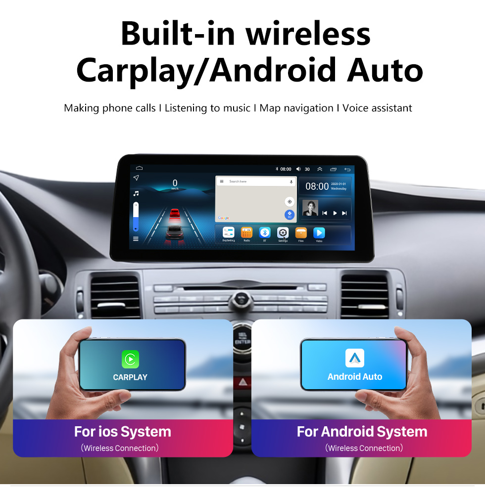 Seicane 12,3 polegadas Android 12.0 para 2009 2010 2011 2012 2013 HONDA SPIRIOR Rádio Sistema de navegação GPS com tela sensível ao toque HD com suporte para Bluetooth Carplay OBD2