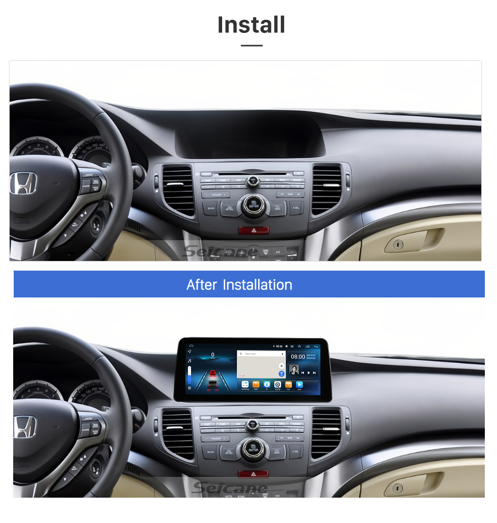 Seicane 12,3 polegadas Android 12.0 para 2009 2010 2011 2012 2013 HONDA SPIRIOR Rádio Sistema de navegação GPS com tela sensível ao toque HD com suporte para Bluetooth Carplay OBD2