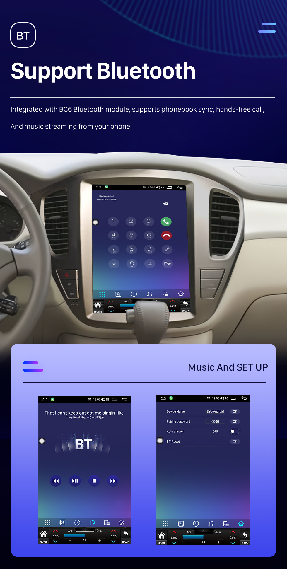 Seicane Carplay Radio 12.1 inch for 2001 2002-2007 TOYOTA Highlander Android 10.0 HD Touchscreen Android Auto GPS Navigation support WIFI Rearview Camera