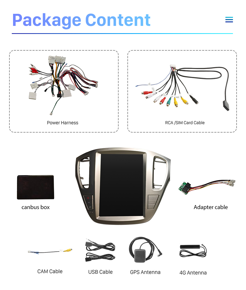 Seicane Carplay Radio 12.1 inch for 2001 2002-2007 TOYOTA Highlander Android 10.0 HD Touchscreen Android Auto GPS Navigation support WIFI Rearview Camera